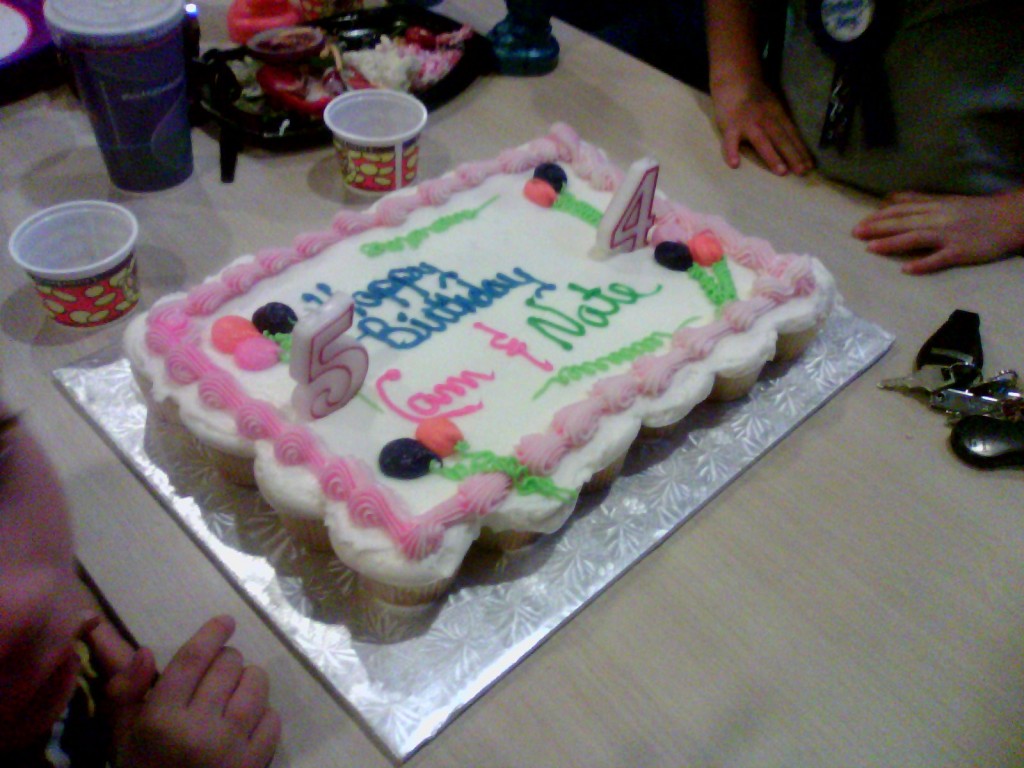 Birthday (cup)cake at Chuck-E-Cheese.